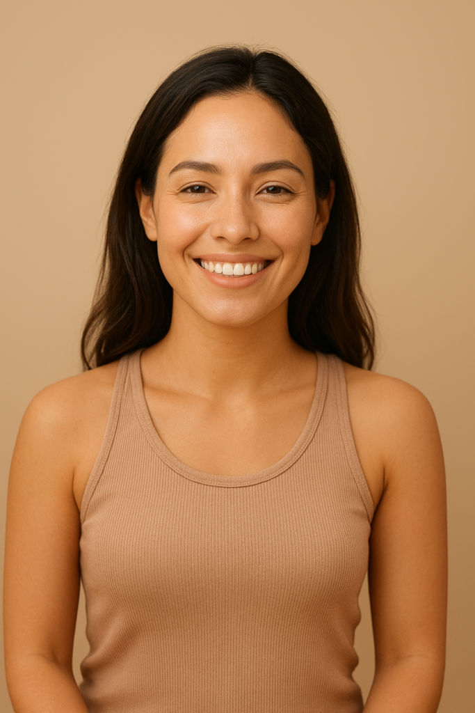 Smiling woman with glowing skin and natural beauty, representing collagen benefits for longevity and vitality.